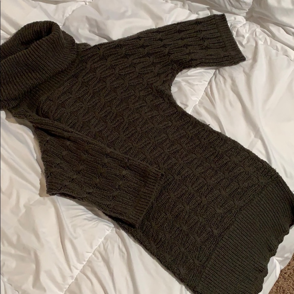 Turtleneck sweater dress olive color